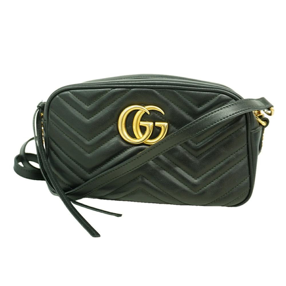 Gucci GG Marmont Shoulder Bag 447632 Leather Black Women's OP016127